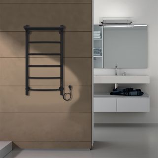 Полотенцесушитель электрический AZARIO VERONA AZ04848PB 400/800 5 секций, с полкой, тен справа, черный